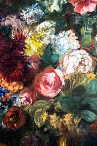 Vase med blomster på en konsol, detalje af Ferdinand Victor Eugene Delacroix