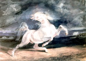 Hvid hest, 1800-tallet af Ferdinand Victor Eugene Delacroix