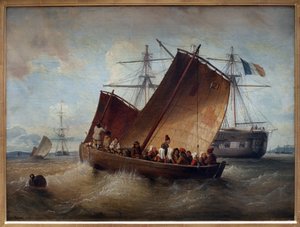 Plougastels båd. Maleri af Ferdinand Perrot (1808-1841). Olie på lærred