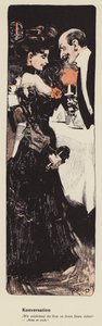 Mand chatter med en ung kvinde (farve litho) af Ferdinand von Reznicek