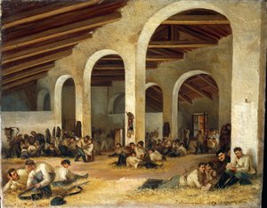 Kaserne i Modena, af Ferdinando Buonamici, olie på lærred af Ferdinando Buonamici