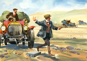 Ten thousand mile motor race (gouache på papir) af Ferdinando Tacconi