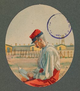 Min ven Simonet, en fange, der læser i Gustrow