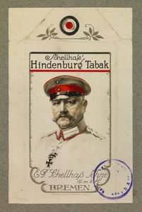 Portræt af Hindenbourg på en tobakspakke af Fernand Barbier