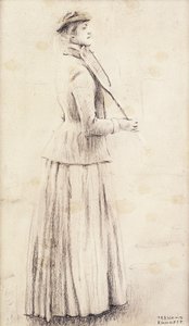 En tennisspiller; Studie til "Erindringer"; En tennisspiller; eller Du Lawn Tennis; Undersøgelse til "Memories" Tennisspeelster; Studie til "Erindringer", c.1887 af Fernand Khnopff