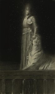 Avec Verhaeren: Un Ange With Verhaeren: An Angel, 1889. af Fernand Khnopff