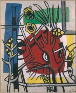 Træ på rød baggrund af Fernand Leger