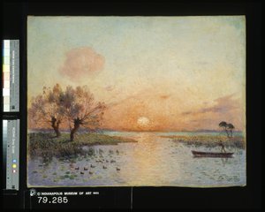 Dammen ved solnedgang (La Mare Au Coucher Du Soleil) (olie på lærred)