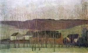 Landskab med bygninger, 1898 af Fernand Maglin