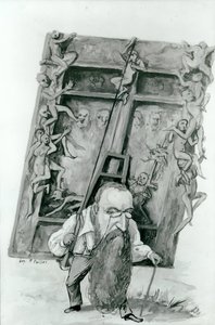 Portræt af Auguste Rodin, der bærer helvedes porte (wc på papir) af Fernand Paillet