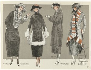 Gazette du Bon Ton, 1920 - nr. 7, Croquis Pl XXXIV: Værd / Øl / Værd (titel på objekt)