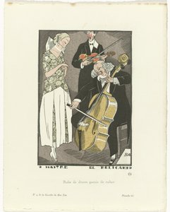 Gazette du Bon Ton, 1920 - nr. 9, Pl. 66: O Maitre el Relicario / Middagskjole trimmet med bånd (titel på objektet)