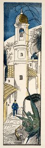 Gade i Antibes fra Gazette de Bon Ton, pub. 1920 (stenciltryk)