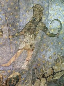 En mand med en segl og et spyd, detalje fra Cielo de Salamanca, ca. 1480-90