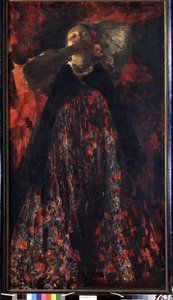 En pige (En pige). En bondekvinde i traditionel dragt. Maleri af Filipp Andreevich Maliavin (Maliavine) (eller Andreyevich Malyavin) (1869-1940), olie på lærred