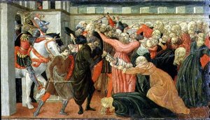 The Massacre of the Innocents, detalje af et predella-panel, ca. 1470 (tempera på panel) af Filippino (and workshop) Lippi
