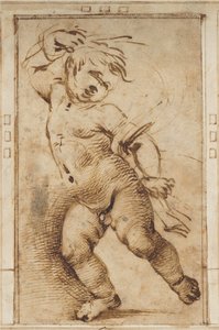 Dansende Putto Holder et Draperi af Filippino Lippi