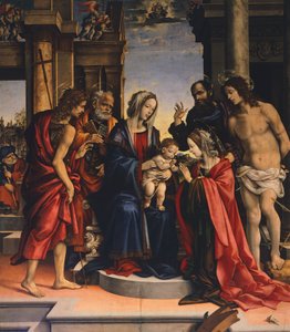 Mystisk ægteskab mellem Saint Catherine of Alexandria, af Filippino Lippi (1457 ca- 1504), olie på panel, Basilica of San Domenico, Bologna