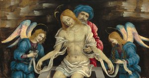Pietà Den døde Kristus sørget af Nikodemus og to engle, ca. 1500. af Filippino Lippi