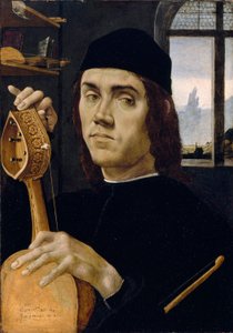 Portræt af en musiker af Filippino Lippi