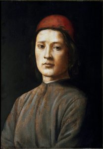 Portræt af en ung mand med en rød hat Maleri af filippinske Lippi (1457-1504) Firenze fra det 15. århundrede, Galleria degli Uffizi (Kontorer) af Filippino Lippi
