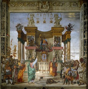 Sankt Philip uddriver dragen fra templet Hierapolis Fresco af filippinske Lippi (1457-1504) 1487-1502 Strozzi-kapellet, Santa Maria Novella, Firenze - Sankt Filip driver dragen fra Hieropolis-templet, af filippinske Lippi (1457-1504) . Fresco