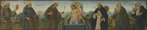 Smertensmanden og seks helgener (Sankt Antonius af Padova, Ludvig af Toulouse, Frans, Dominikus, Klara og Katarina af Siena) af Filippino Lippi