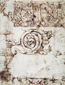 Studie til ornamenter og andre dekorative motiver af Filippino Lippi