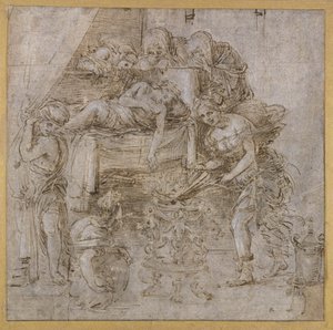 The Death of Meleager (pen og blæk med gouache på papir) af Filippino Lippi