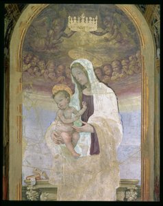 Madonnaen og barnet, en detalje fra tabernaklet i Canto al Mercatale, 1498 af Filippino Lippi