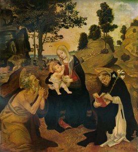 Jomfruen og barnet med de hellige Hieronymus og Dominikus, c1485, 1911 af Filippino Lippi