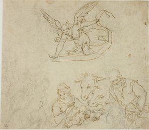 Nativity (rekto); Jomfru og barn, engel (verso)