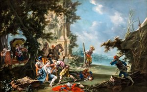Røvernes overfald, ca. 1735/40 (Maleri )