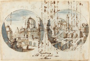 Arkitektoniske fantasier med templer og pyramider af Filippo Juvarra