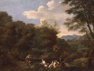 Diana og Actaeon (olie på lærred)