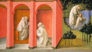 Sankt Benedikt beordrer Sankt Maurus til undsætning af Sankt Placidus, ca. 14451450. af Filippo Lippi