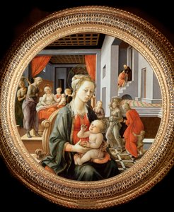 Jomfru med barn og scener fra Sankt Annes liv - olie på panel, ca. 1450