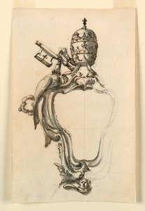 Tegning, et paveligt våbenskjold, 1740-70 af Filippo Marchionni