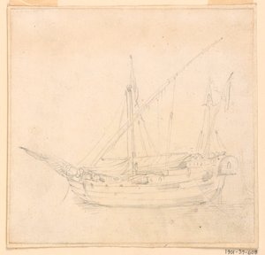 Tegning, Et sejlende skib, ca. 1780 af Filippo Marchionni