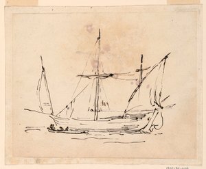 Tegning, Et sejlskib, 1770-1800 af Filippo Marchionni
