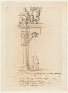 Tegning, Design til en port til modtagelse af pave Pius VI, der vender hjem fra Tyskland, i Ancona, maj 1782 af Filippo Marchionni