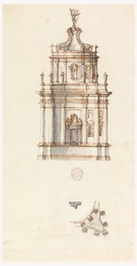 Tegning, Projekt til et tabernakel, 1750-1775 af Filippo Marchionni