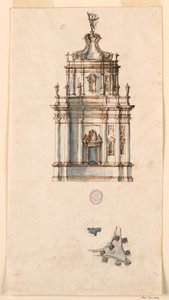 Tegning, Projekt til et tabernakel, 1750-1775 af Filippo Marchionni