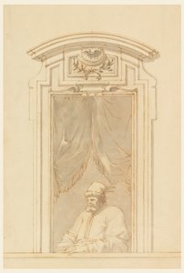 Vindueskasse og halvdelen af en figur af en tyrker af Filippo Marchionni