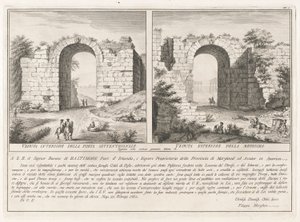 Dedikationsside, fra Antichit? di Pesto (Paestums antikviteter) af Filippo Morghen