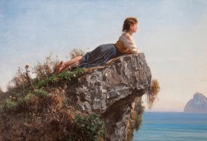 La fanciulla sulla roccia a Sorrento (Pigen på klippen i Sorrento). 1871