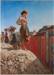 ""Udgravningerne i Pompeji, Italien"" (Udgravningerne i Pompeji, Italien) Maleri af Filippo Palizzi (1818-1899) 1800-tallets privatsamling