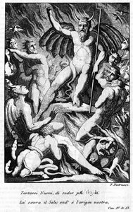 Illustration af en scene af "The Jerusalem Delivree" af Torquato Tasso (kendt som kruset). "" Tartarei Numi, at sidde mere værdig over solen ... "" Canto IV. Illustration af Filippo PISTRUCCI (1782-1859). af Filippo Pistrucci