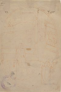 Tegning til en illustration fra en Sat Sai af Bihari Lal Series: The Message of the Eyes..., ca. 178 af First generation after Nainsukh