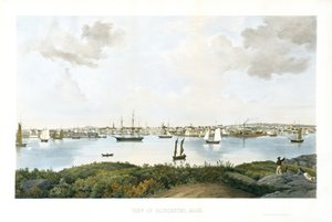 Udsigt over Gloucester, Mass., ca. 1856 (kromolitografi) af Fitz Henry (attr.to) Lane